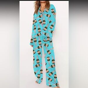 Champagne Bottle Satin Pajama Set